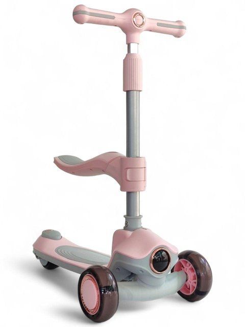 Самокат-беговел 2в1 від 2 років Scooter Cosmo K603-2 &mdash; музичний, зі світними колесами, регульованим сидінням і кермом Рожевий Scooter Cosmo K603-2 фото