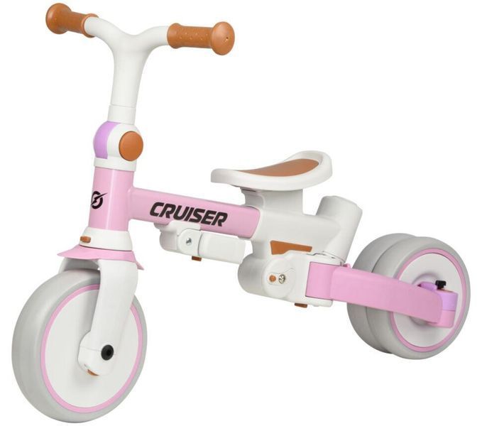 Детский велосипед-беговел 3в1 с родительской ручкой Maraton Milano Cruiser розовый Cruiser001P фото