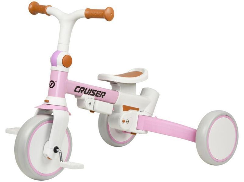 Детский велосипед-беговел 3в1 с родительской ручкой Maraton Milano Cruiser розовый Cruiser001P фото