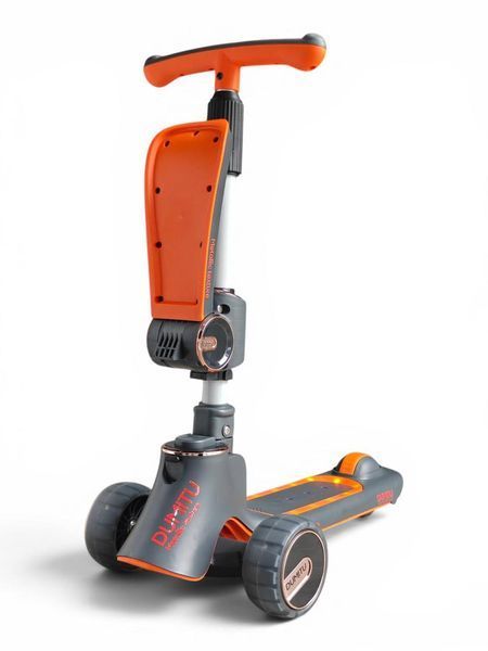 Детский самокат с сиденьем Dumitu 002 музыкальный, Bluetooth, LED колеса, складной 5 в 1 Серый 3067917152 фото